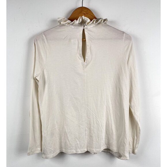 NWT Banana Republic Fast Long Sleeve Ruffle Neck Snow Day Blouse Sz Small - Picture 2 of 6